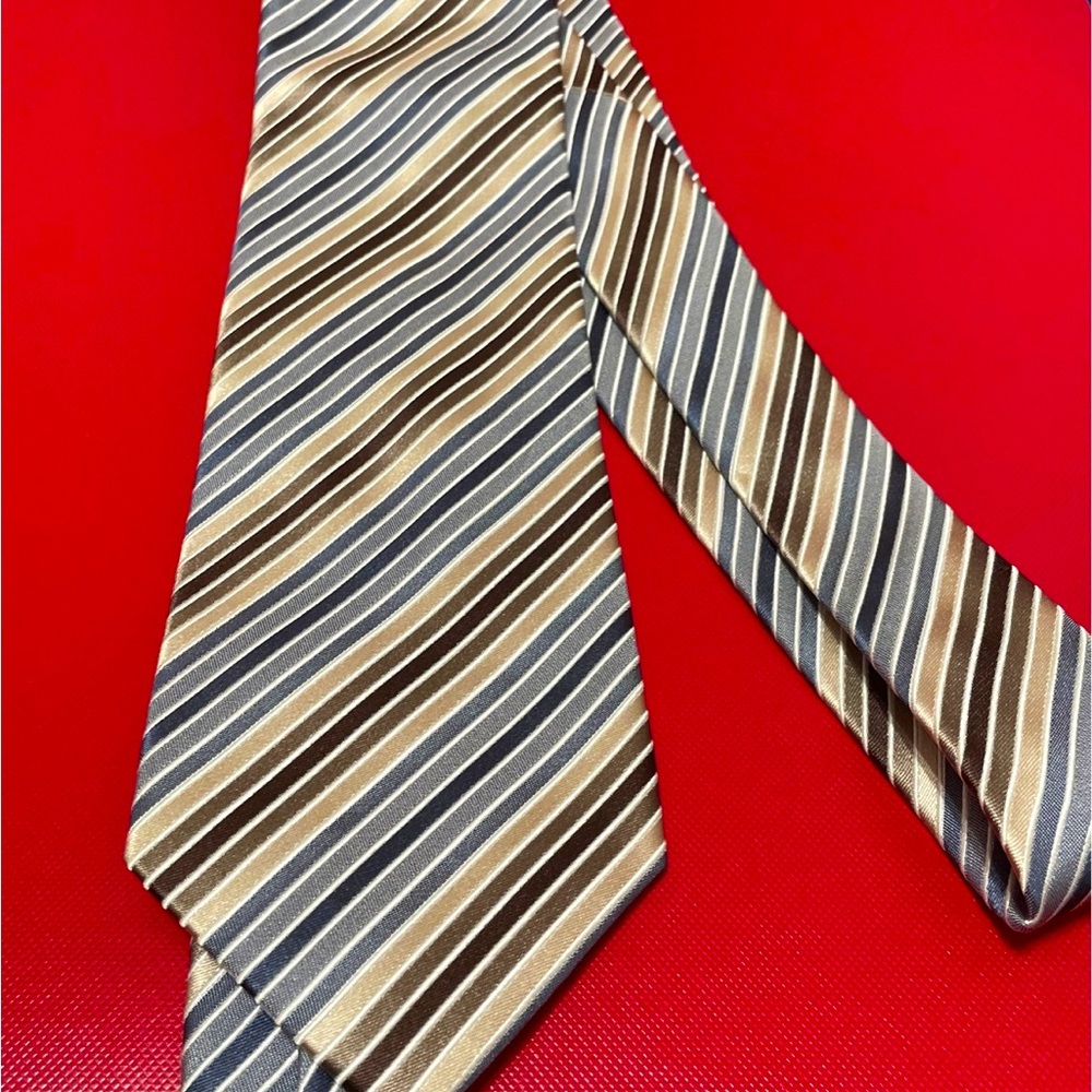 Kenneth Cole Striped Tie brown/grey